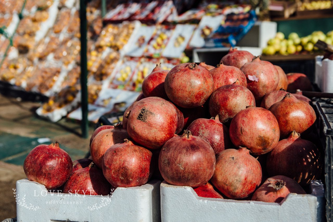 Pomegranites Roadside fruit stall Jordan