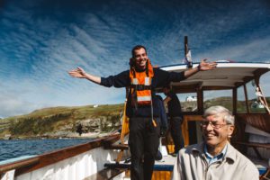 Crew give safety demo aboard Misty Isle Elgol