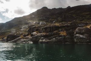 View from wheelhouse of Misty Isle boat to Cuillin