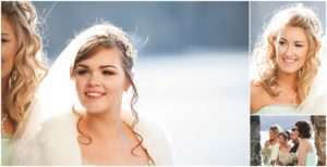 Bride and groom portraits Eilean Donan Castle views to Skye