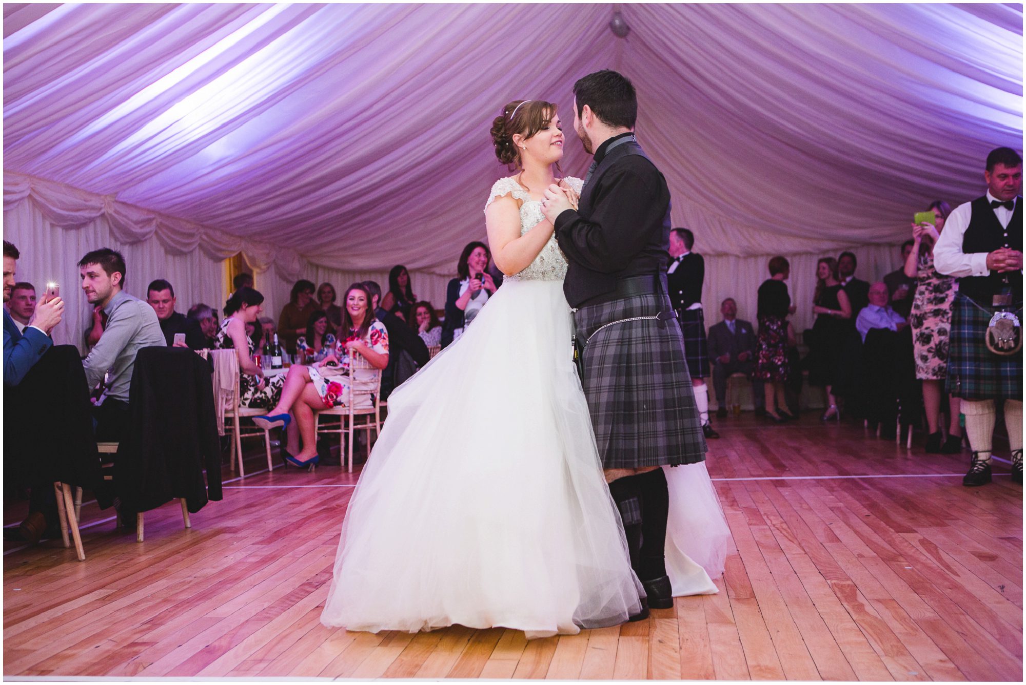 Bride and groom first dance Dornie Hall Eilean Donan Skye wedding