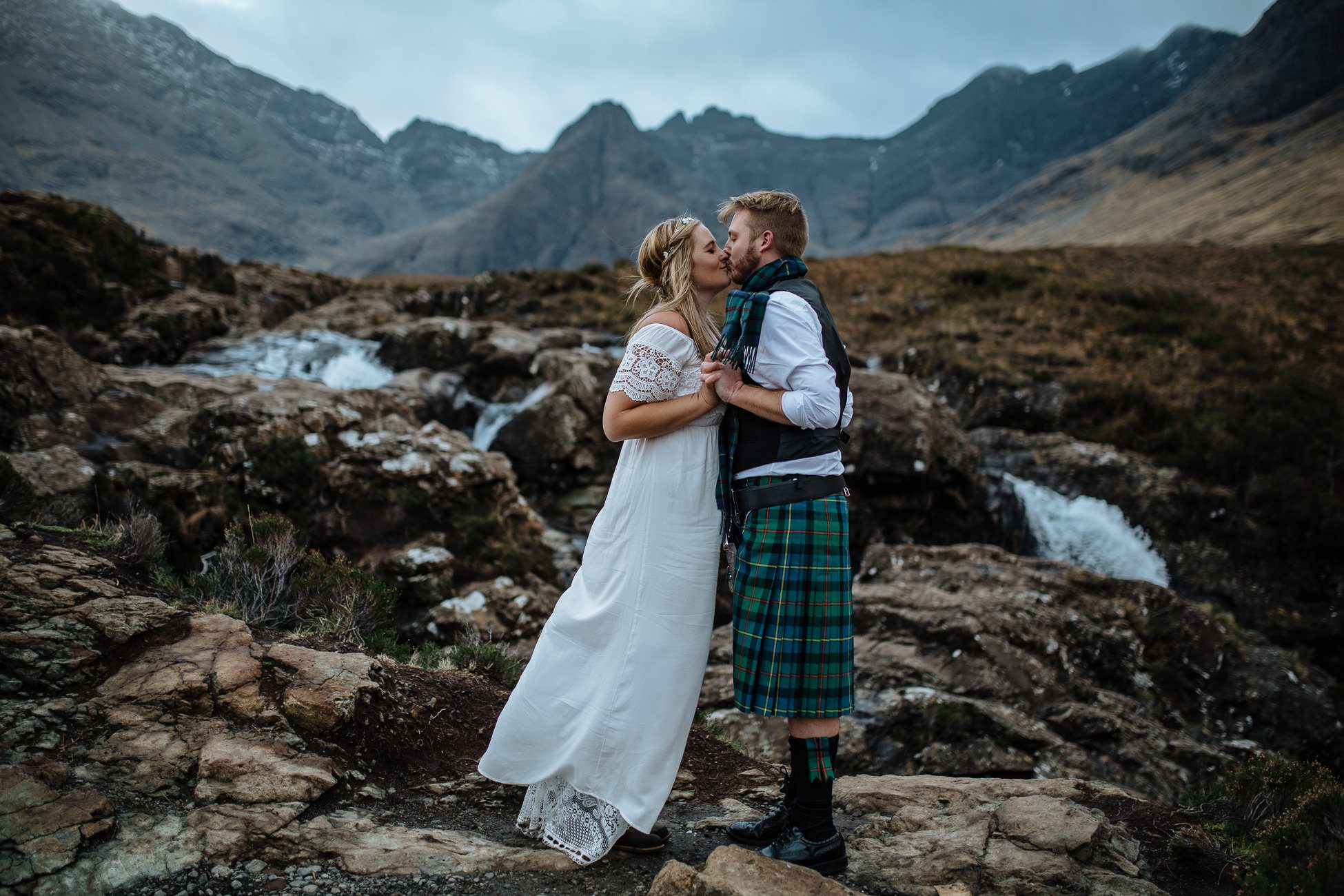 Fairy Pools and Slighachan elopement vow renewal Isle of Skye
