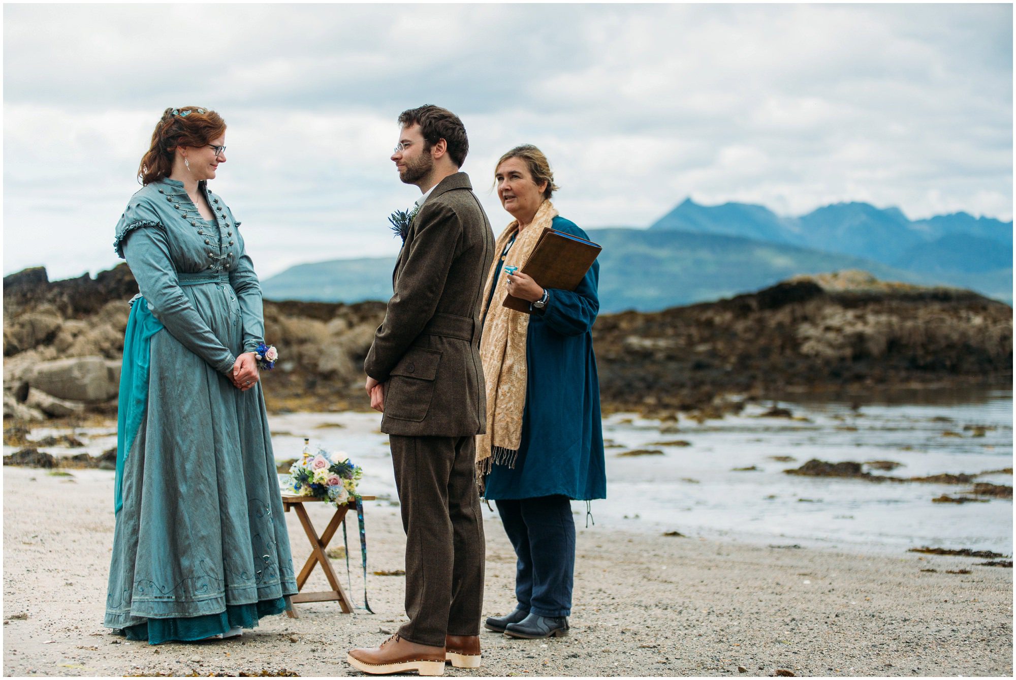 Isle of Skye Beach wedding photography, Morris dancer wedding, musicians wedding, elopement Isle of Skye