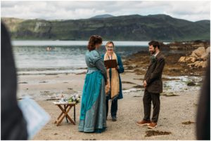 Isle of Skye Beach wedding photography, Morris dancer wedding, musicians wedding, elopement Isle of Skye
