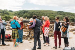 Isle of Skye Beach wedding photography, Morris dancer wedding, musicians wedding, elopement Isle of Skye