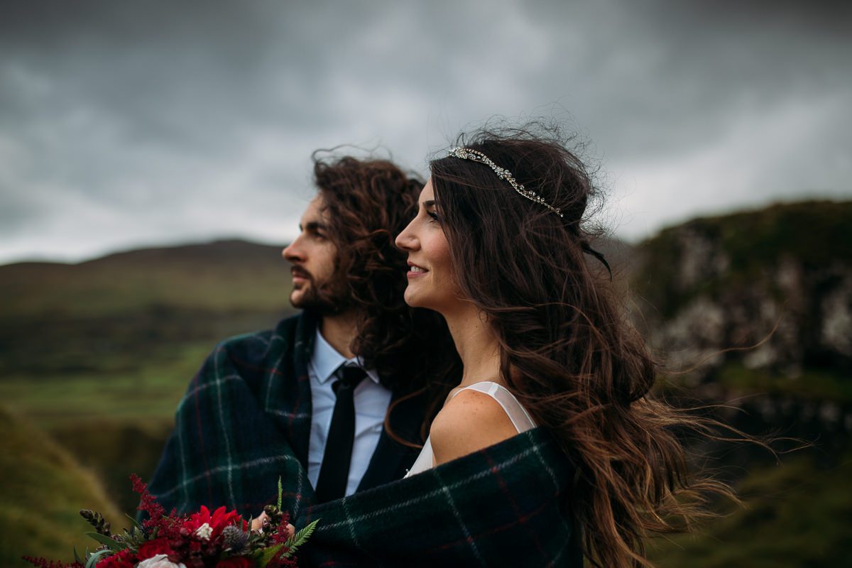 Bride and groom at Castle Ewan Fairy Glen Isle of Skye