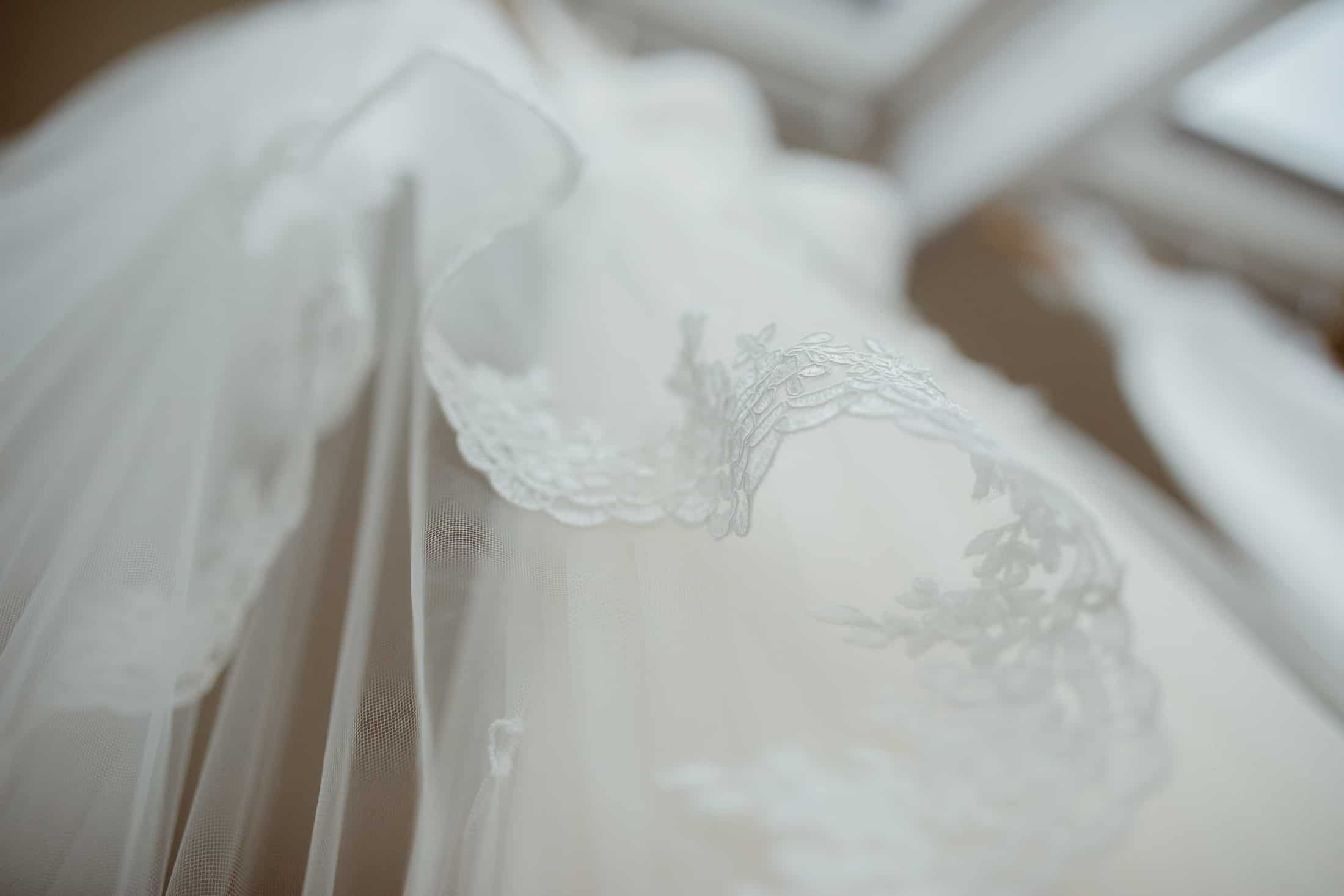 detail of lace wedding dress Isle of Skye