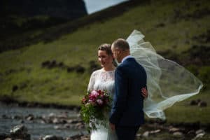 Elopement wedding ceremony bride and groom