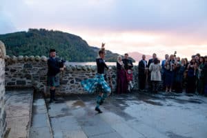 Eilean Donan castle wedding highland dancers