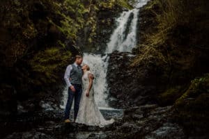 Elopement wedding photography Secret Waterfall Isle of Skye