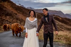 Isle of Skye elopement photography highland cow