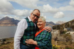 Isle of Skye elopement wedding Elgol red wedding dress