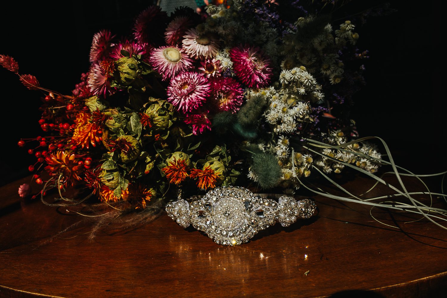 Dried flower bridal bouquet by Flowers Vermillion Isle of Canna
