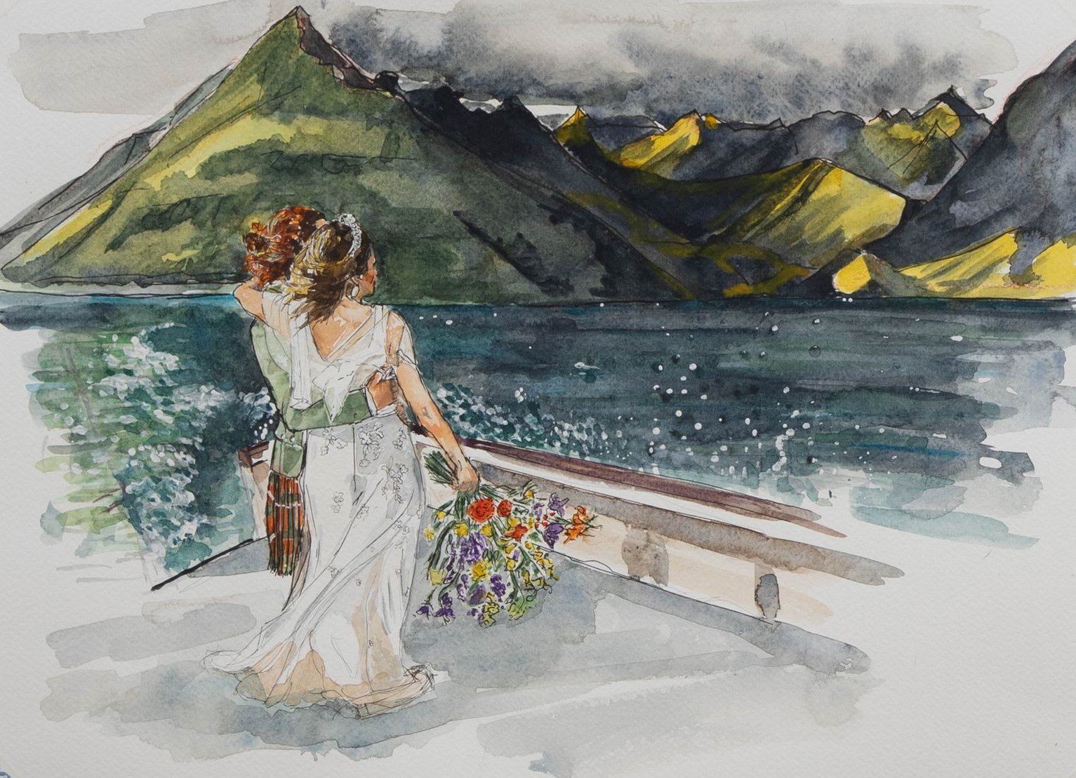Wedding painter watercolour Cuillin ridge Isle of Skye