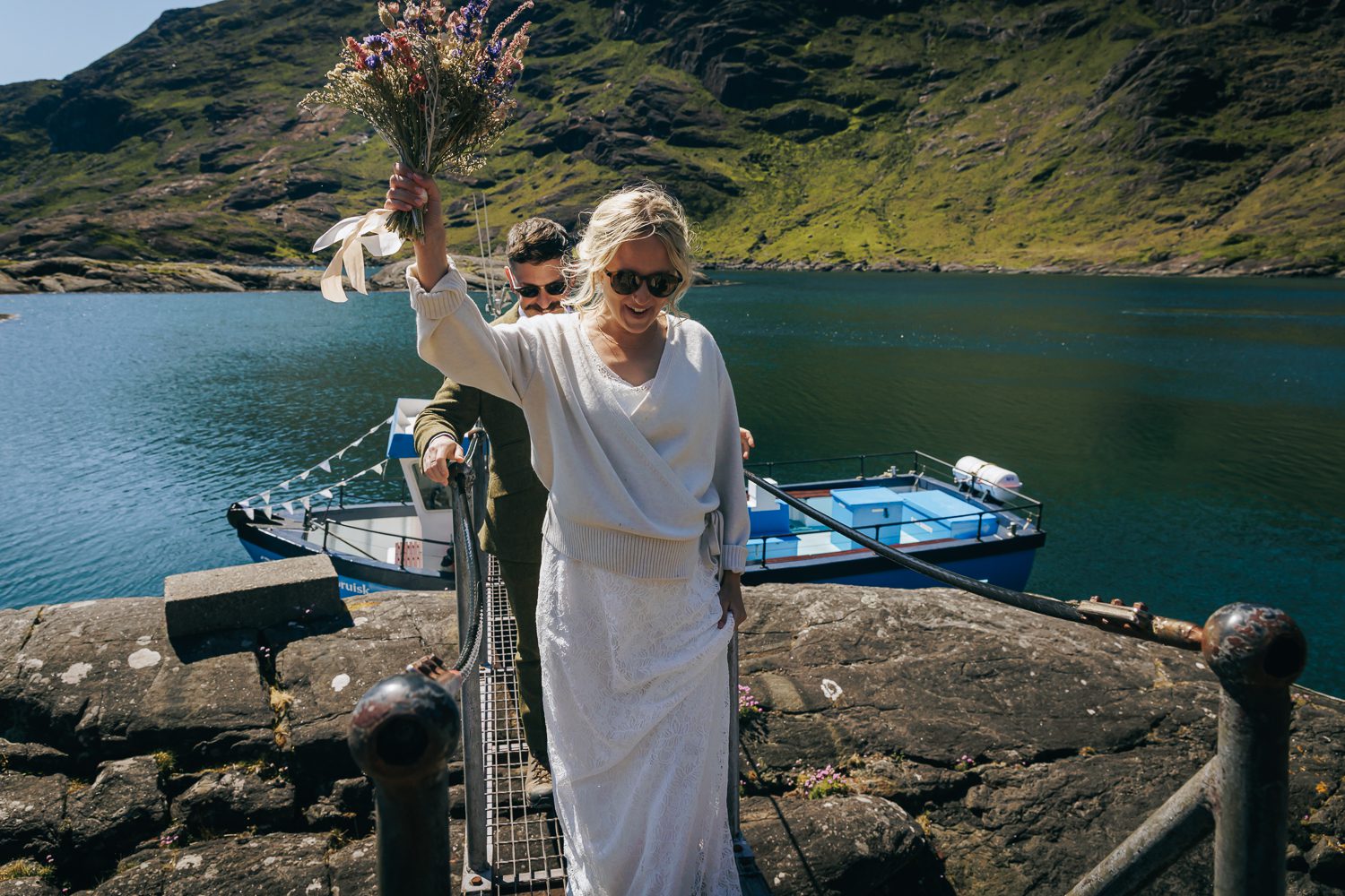 Bride and groom eloping at Loch Coruisk on the Isle of Skye